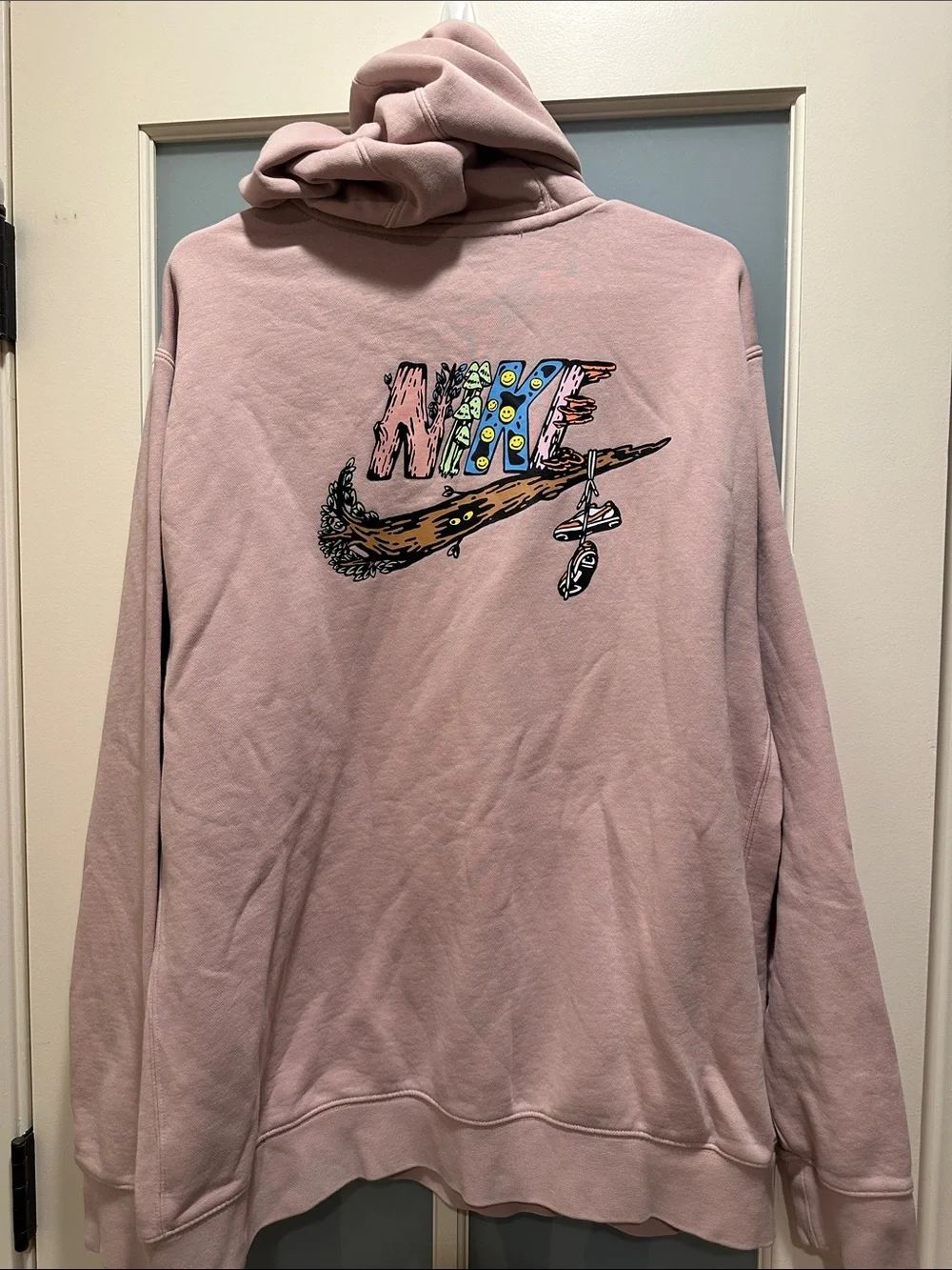 Nike Pink Hoodie with Drawstrings and Logo